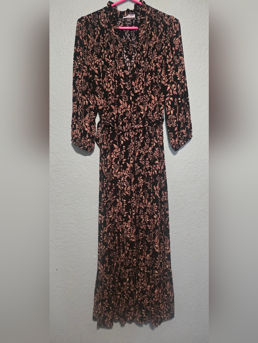Calvin Klein Black Maxi Dress with Blush Floral Print